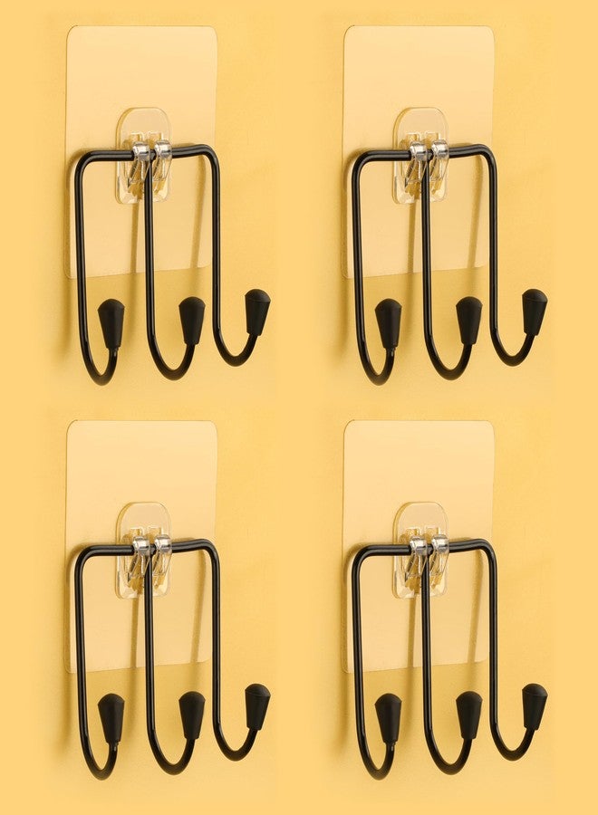 iSTAR Pack of 4 Adhesive Three Hooks for Wall Strong Heavy Duty Adhesive Hooks Magic Stiker for Wall Load Capacity 5 KG Each, 8x8 cmSize - Image 1